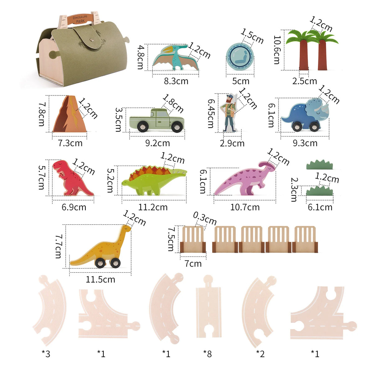 Pista de Dinosaurio de Madera y Fieltro