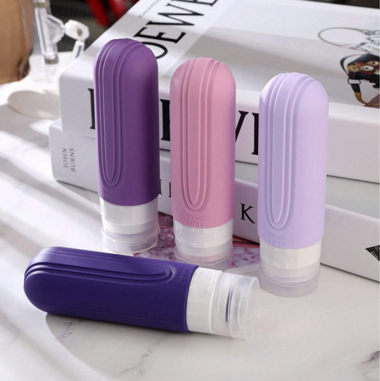 Set de Botellas de Silicon para Viaje con bolso 4 Piezas