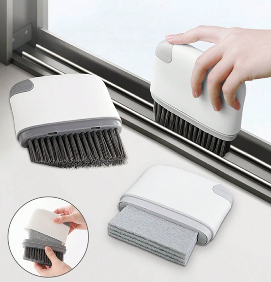 Limpiador Doble para Rieles de Ventanas (cepillo y Esponja)