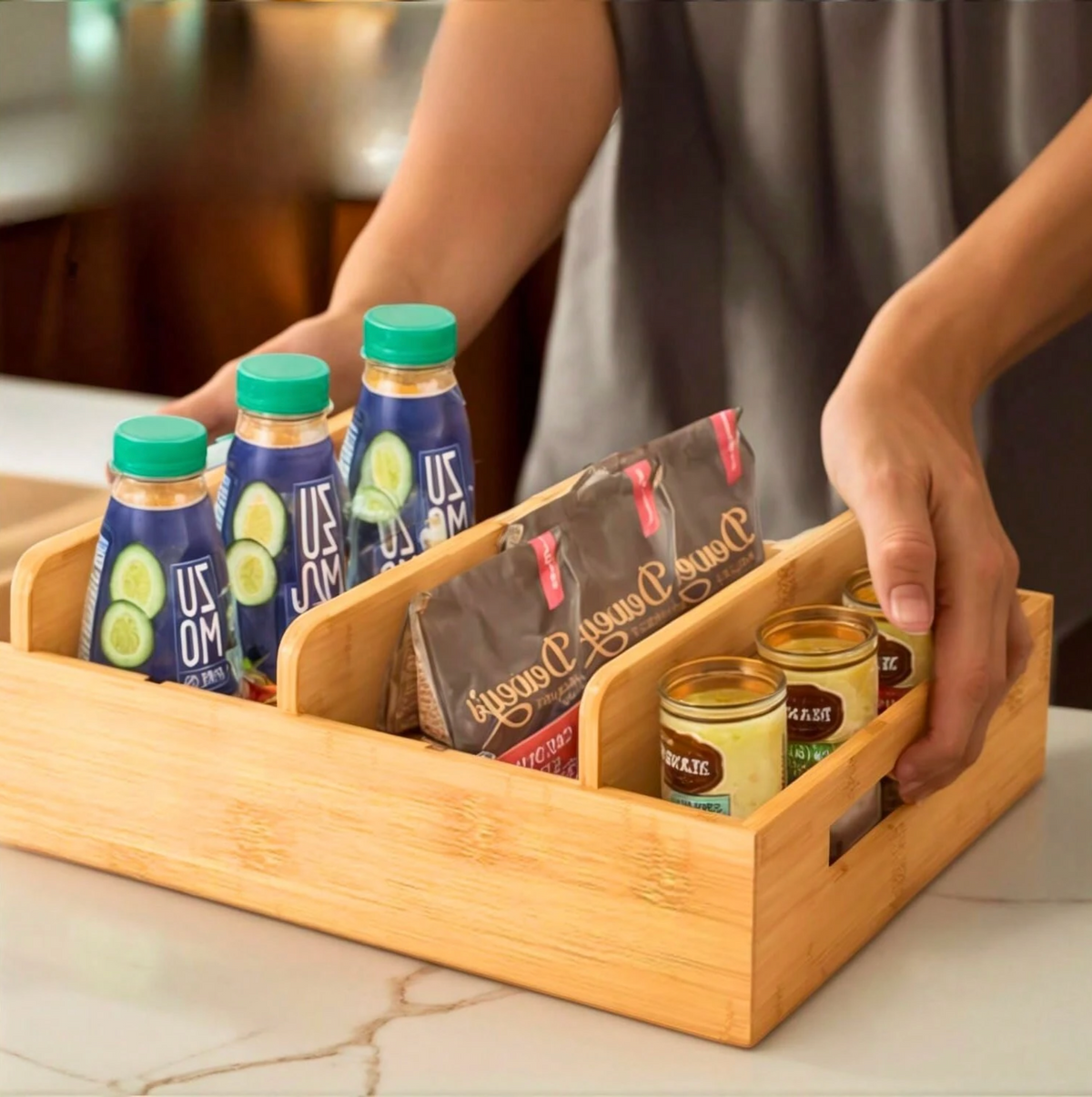 Soporte de Bambu Organizador de Tapas