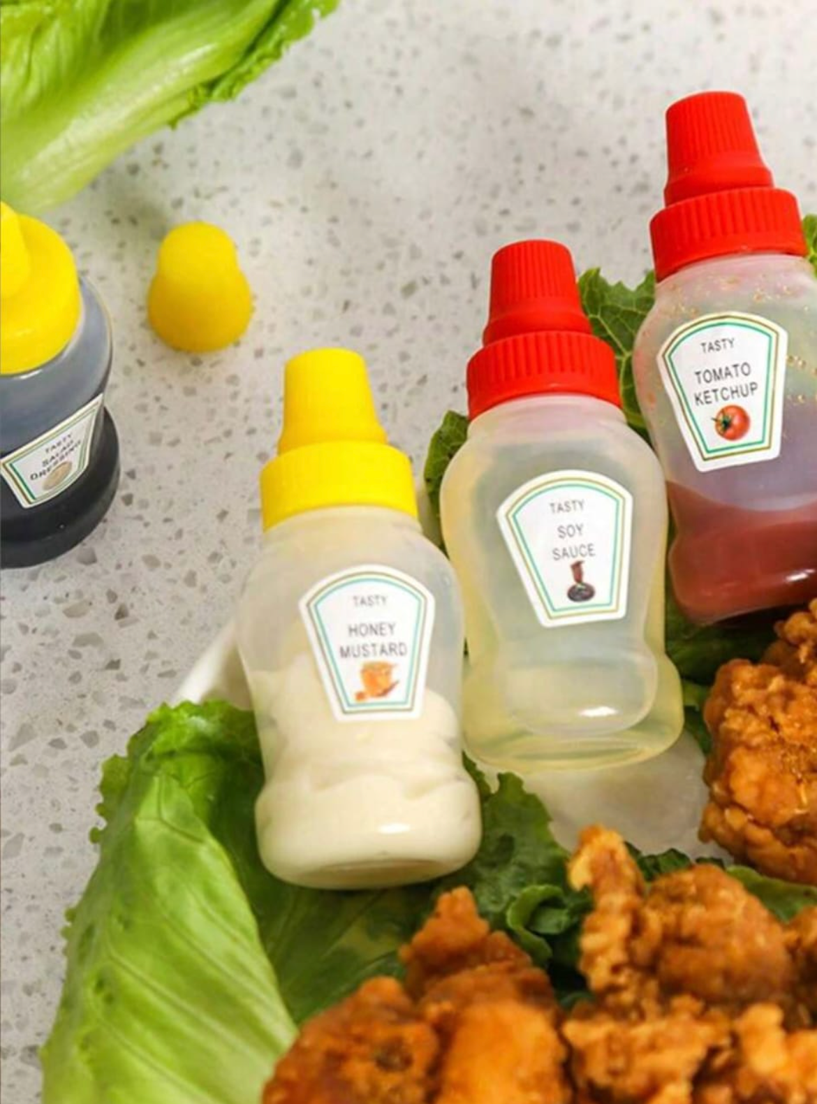 Set de 4 Envases (Ketchup, Soya...)