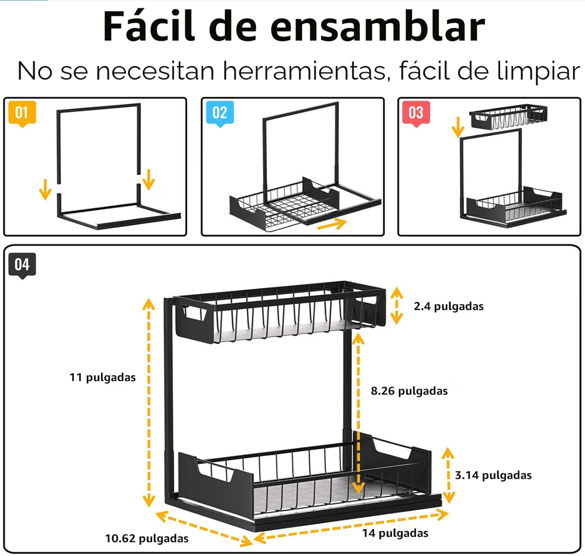 Organizador de Metal Debajo del Fregador en L