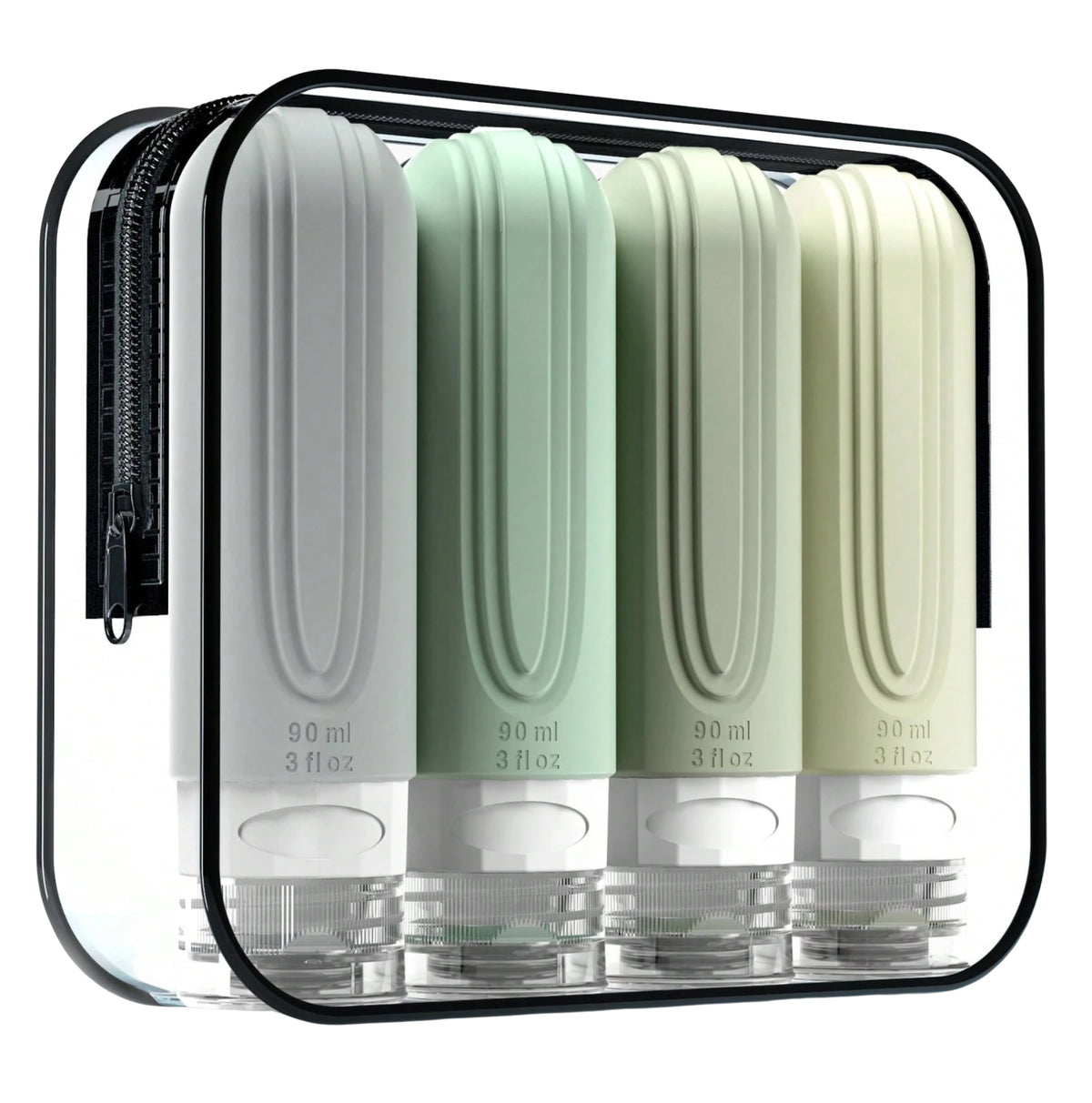 Set de Botellas de Silicon para Viaje con bolso 4 Piezas