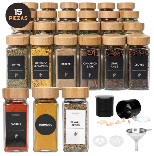 Envases para Especias tapa de bambú