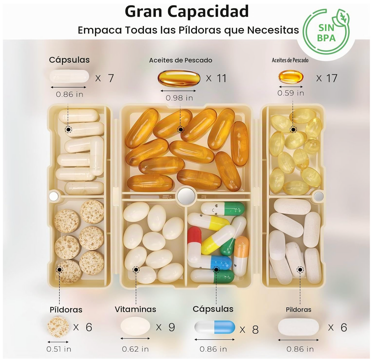 Pastillero Rectangular 7 Espacios
