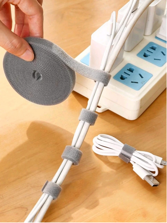 Rollo de Organizador de Cables Color Gris 5 mts