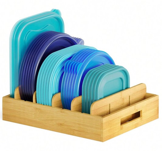 Soporte de Bambu Organizador de Tapas