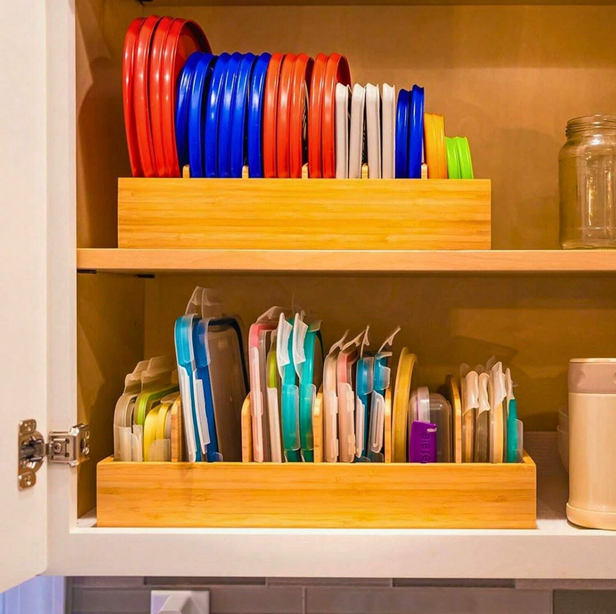 Soporte de Bambu Organizador de Tapas