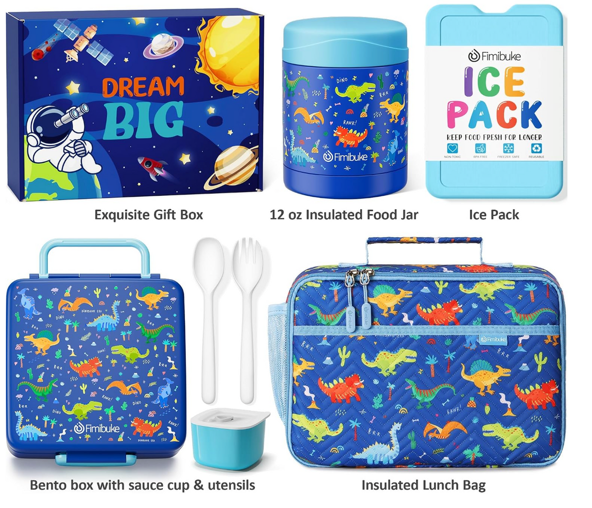 Set Lonchera, Termo, Bolso de Lonchera, Cubiertos, Envase Pequeño (Fimibuke)