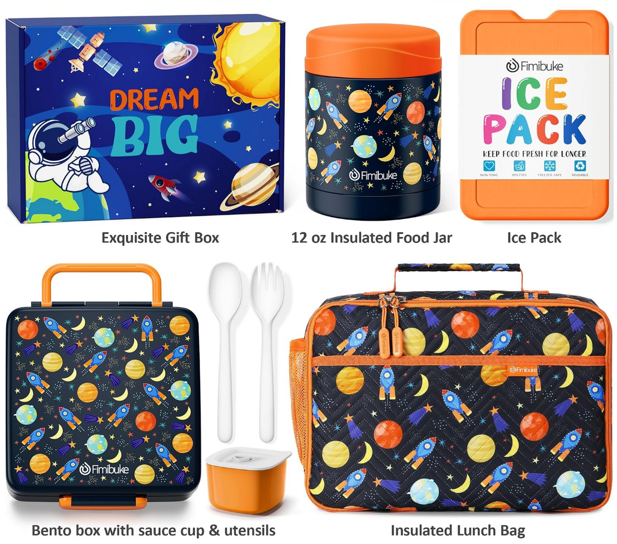 Set Lonchera, Termo, Bolso de Lonchera, Cubiertos, Envase Pequeño (Fimibuke)