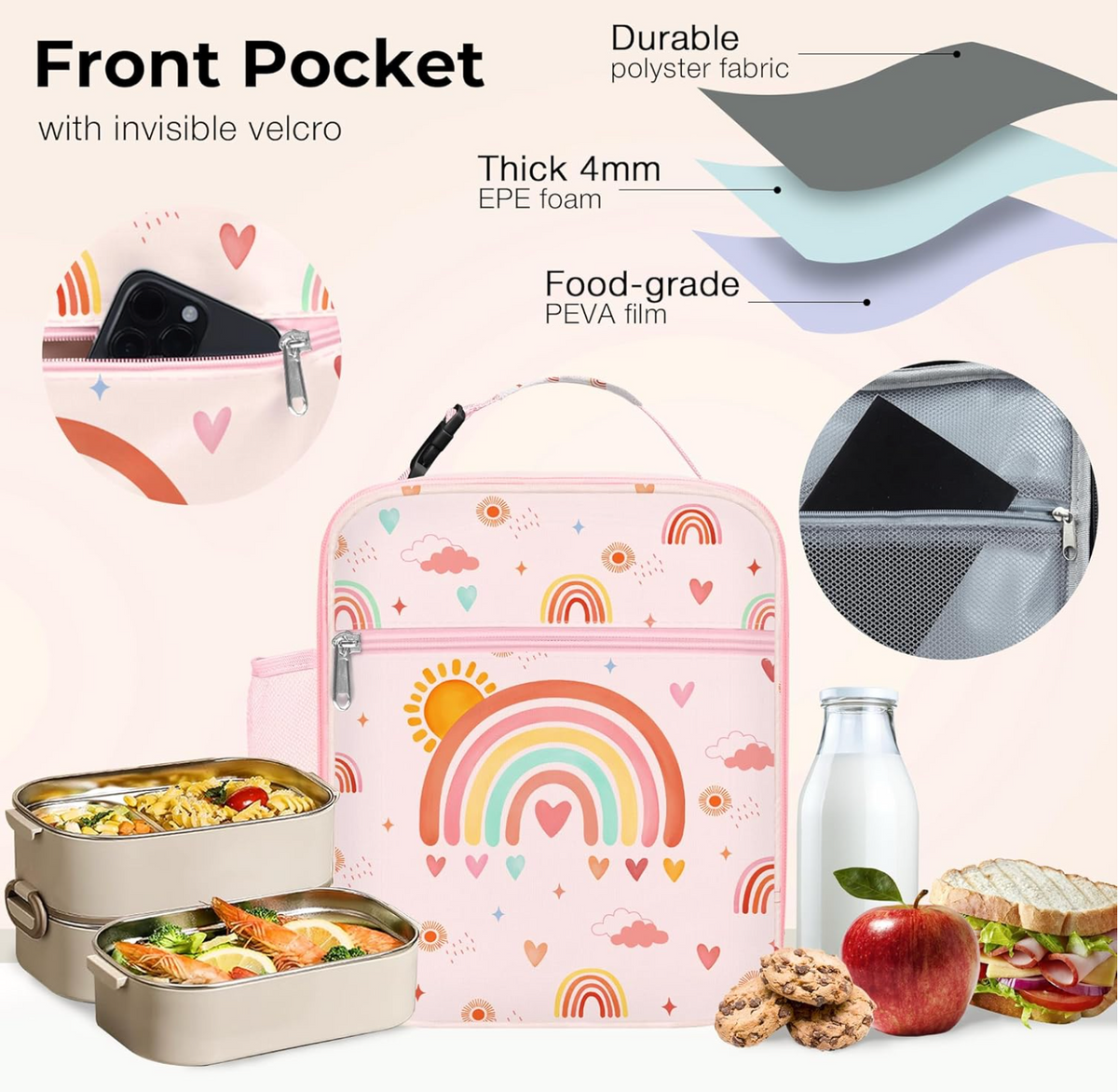 Bolso de Lonchera con Diseño de Arcoiris (Clastyle)