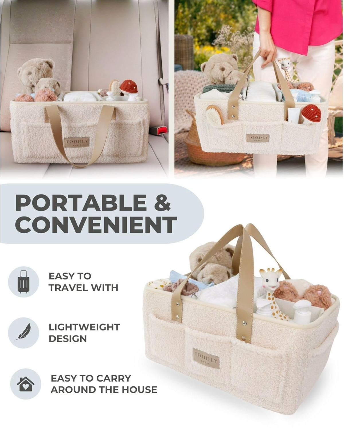 Organizador de Bebe Beige Tela Polar