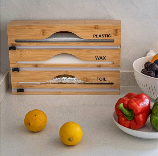 Dispensador de Bambú para Papel de Aluminio, Encerado y Film