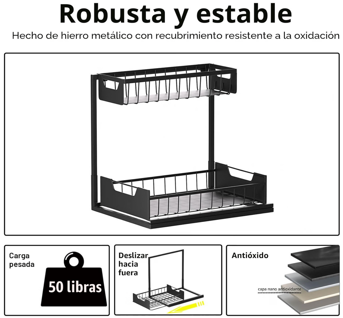 Organizador de Metal Debajo del Fregador en L