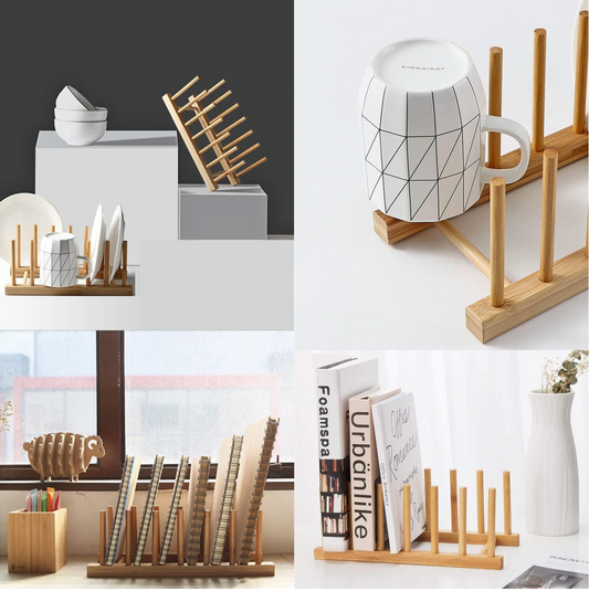Organizador Multifuncional de Platos y Tapas de Bambu