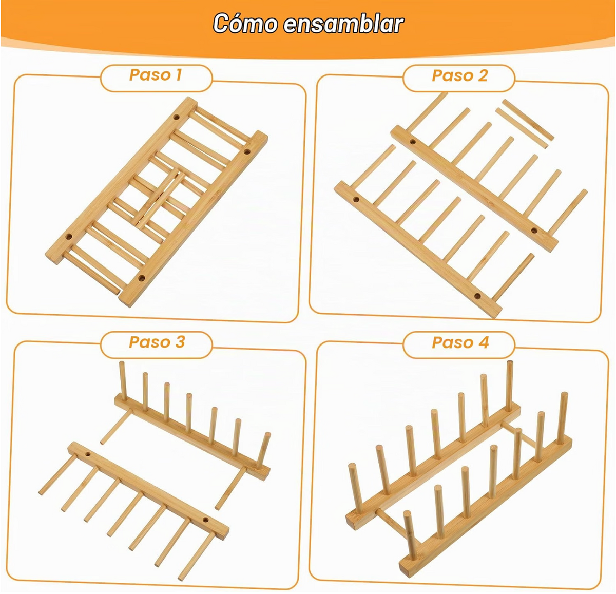 Organizador Multifuncional de Platos y Tapas de Bambu