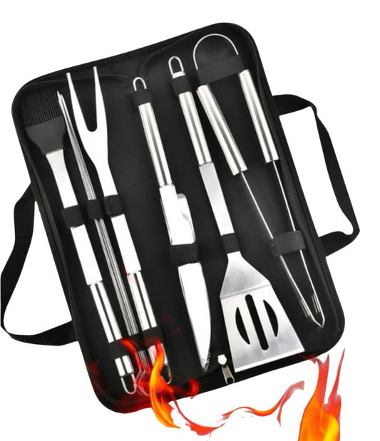 Set Parrillero Bolso Negro 9 pzas