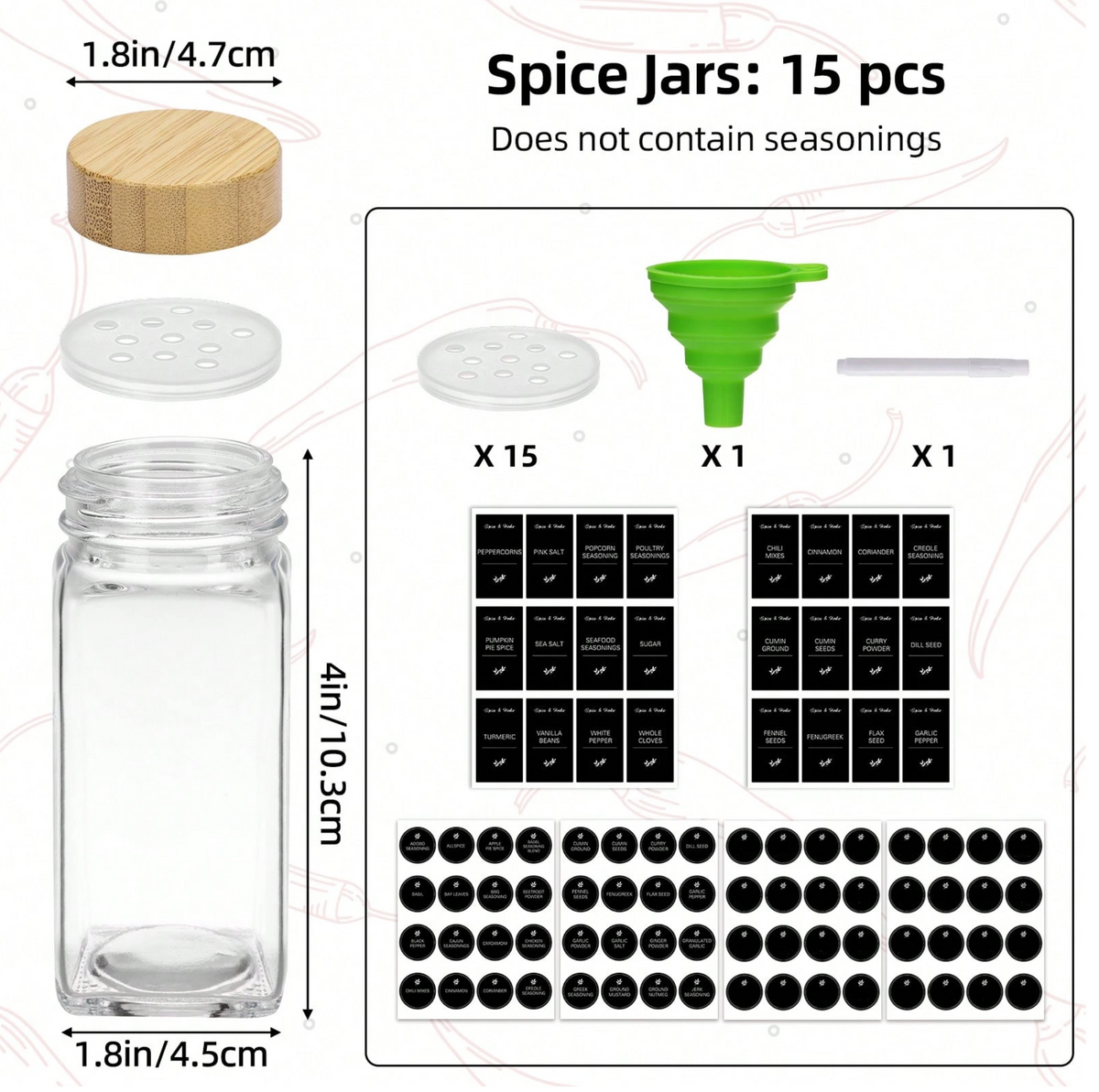 Envases para Especias tapa de bambú