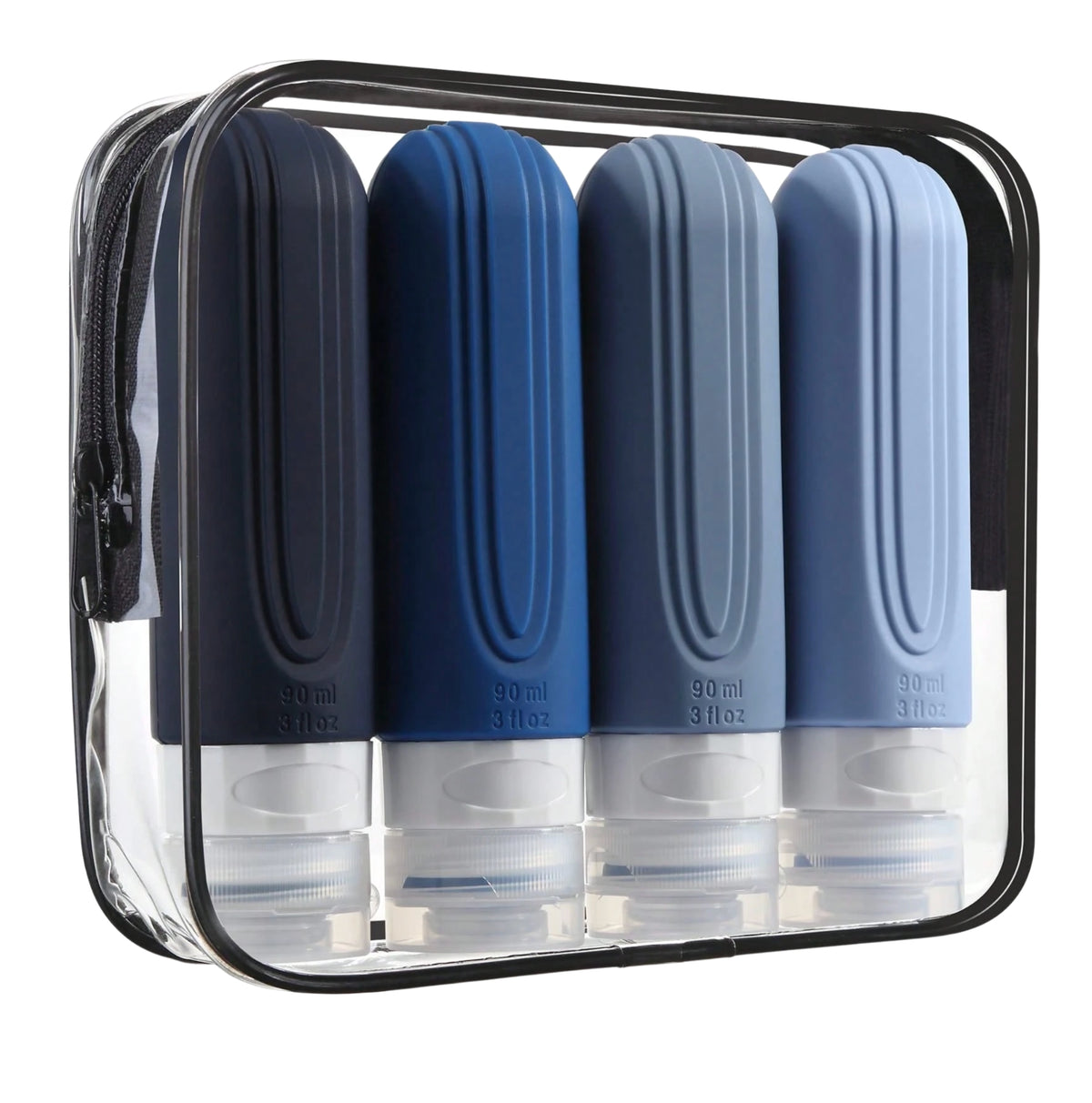Set de Botellas de Silicon para Viaje con bolso 4 Piezas