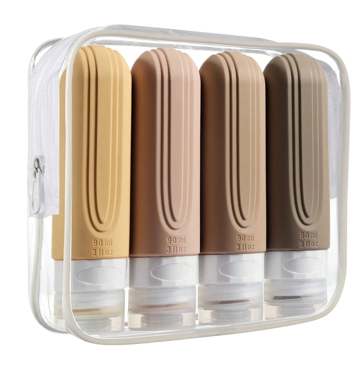 Set de Botellas de Silicon para Viaje con bolso 4 Piezas