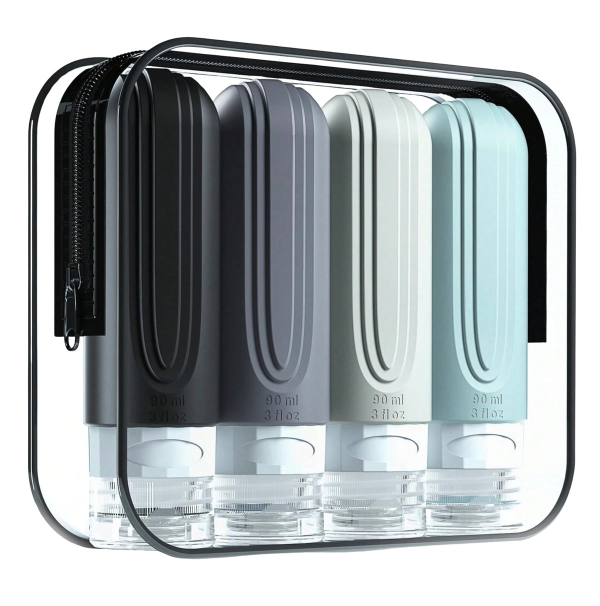 Set de Botellas de Silicon para Viaje con bolso 4 Piezas