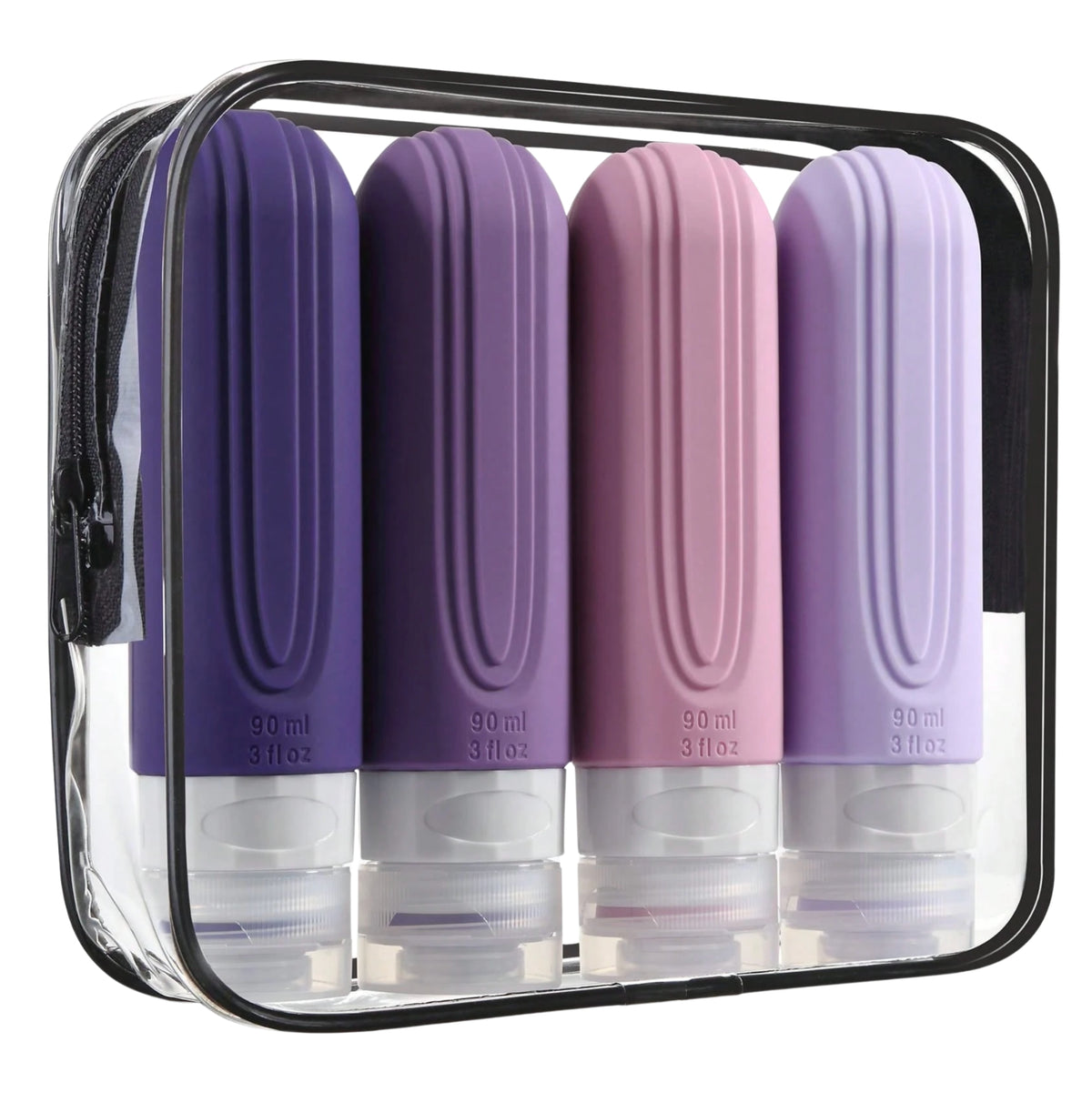 Set de Botellas de Silicon para Viaje con bolso 4 Piezas