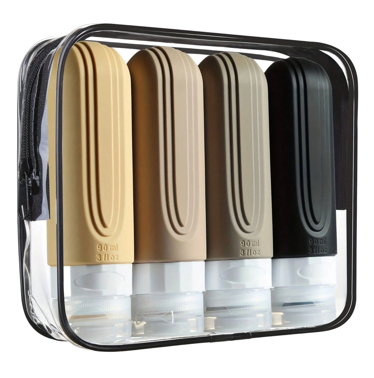 Set de Botellas de Silicon para Viaje con bolso 4 Piezas