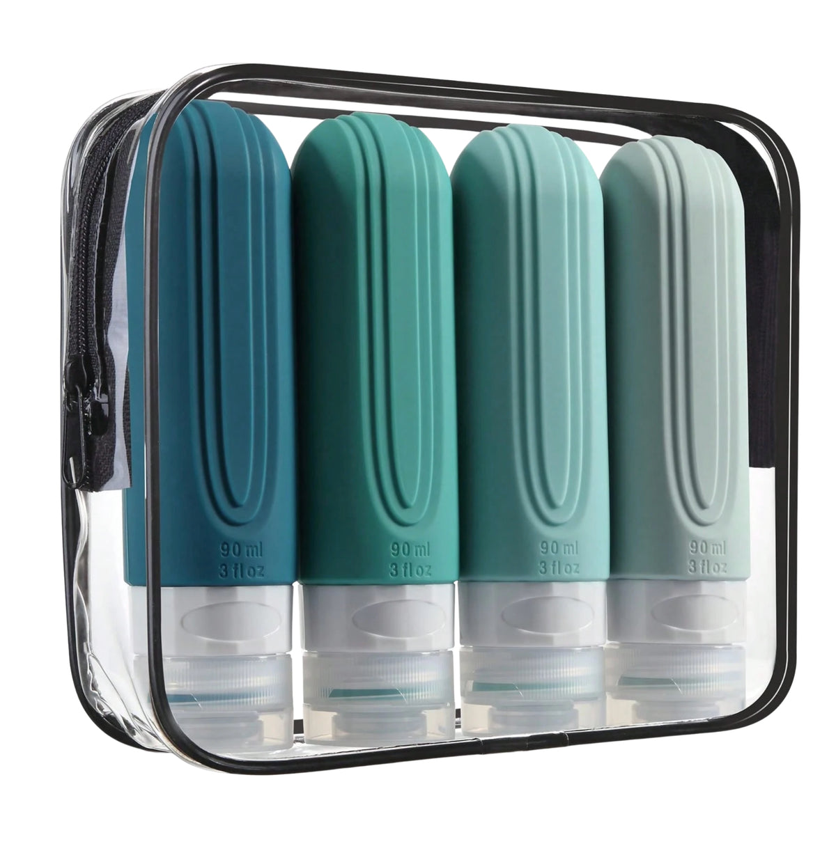 Set de Botellas de Silicon para Viaje con bolso 4 Piezas